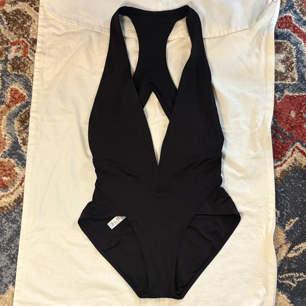 La Perla Onepiece Black Swimwear with plunging neckline
